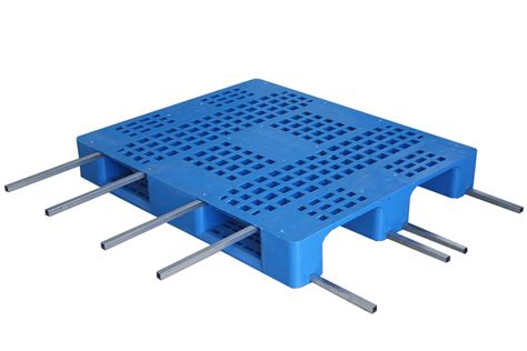 Stackable Hard Plastic Pallets Warehouse Plastic Shipping Pallets With Steel Bars For Racking