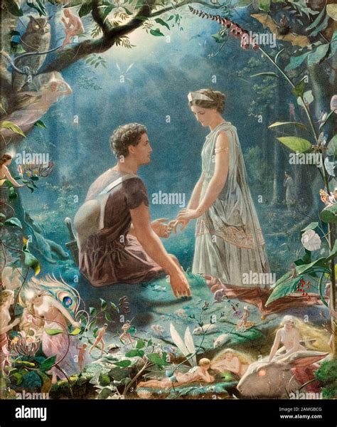 John Simmons, Hermia and Lysander, A Midsummer Night's Dream, painting, 1870 Stock Photo - Alamy