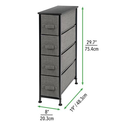 mDesign Modern 4 Drawer Tall Storage Tower Organizer Nightstand, Side/End Table Narrow Wardrobe ...