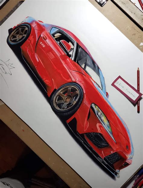 Toyota supra mk5 drawing 16x24in | Etsy