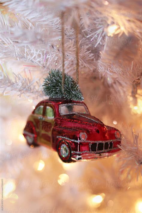 "A Vintage Car Ornament On A White Christmas Tree" by Stocksy ...