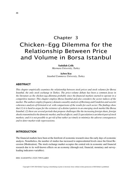 (PDF) Chicken-Egg Dilemma for the Relationship Between Price and Volume in Borsa Istanbul