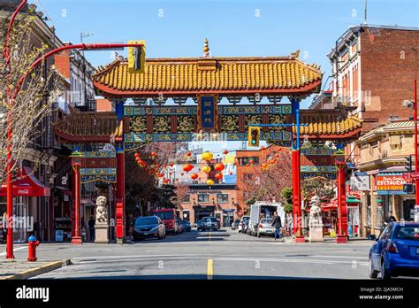 Victoria, BC, Canada - April 14 2021 : Victoria Chinatown, with the ...