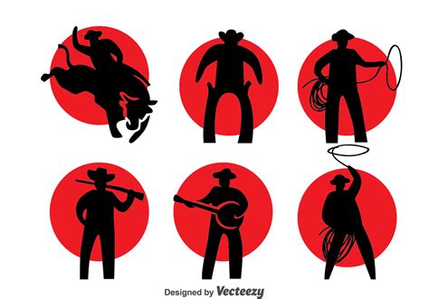 Cowboy Silhouette Vector Set 125822 Vector Art at Vecteezy