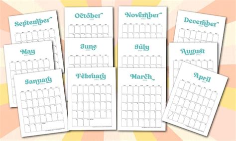 Free Fun Retro 2023 Printable Monthly Calendar Templates