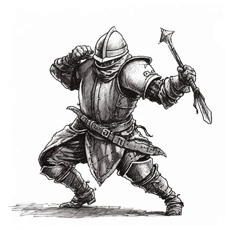 Premium AI Image | a drawing of a knight with a sword and shield.