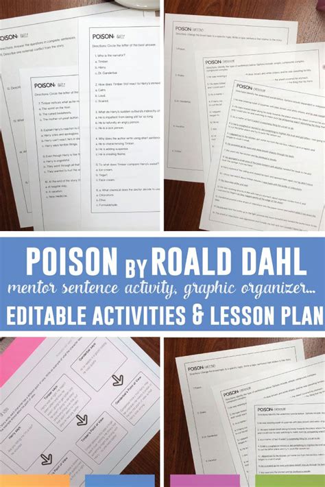 Poison by Roald Dahl Quiz, Mentor Sentences, Graphic Organizer, Lesson ...