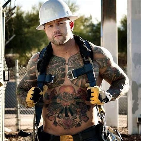 Tattoo uploaded by Ross Howerton • A photograph of a heavily tattooed construction worker. # ...