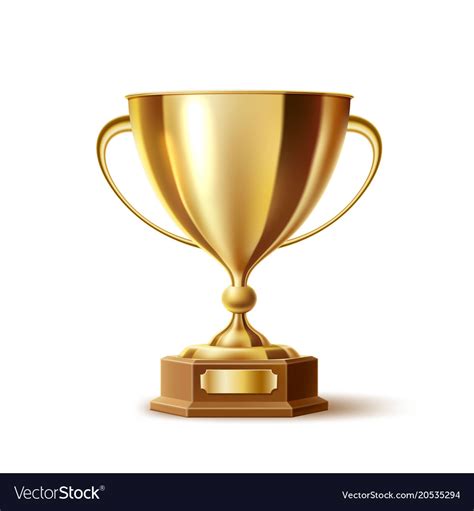 Realistic golden trophy gold cup award Royalty Free Vector