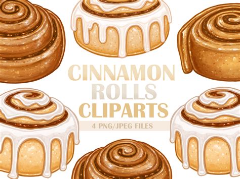 Cinnamon Rolls Clipart Digital Illustrations PNG - Etsy