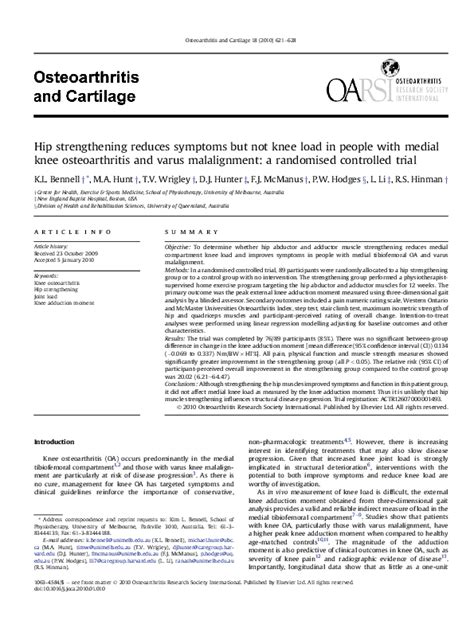 (PDF) Hip strengthening reduces symptoms but not knee load in people with medial knee ...