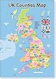 A3 Laminated UK Counties Map Educational Poster: Amazon.co.uk: Office ...