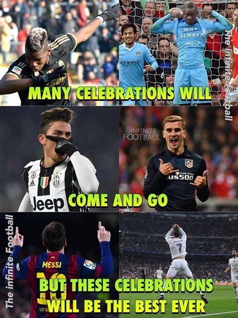 four different soccer memes with the same caption