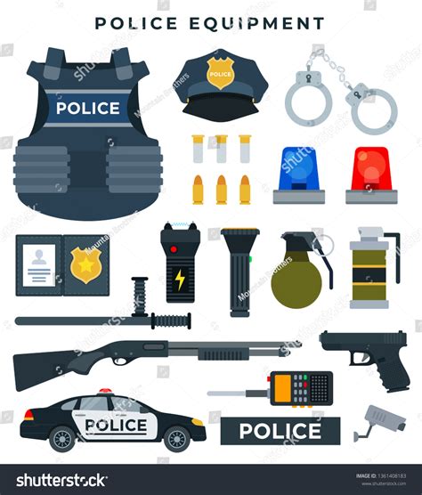 Police Professional Equipment Set Body Armor Stock Vector (Royalty Free) 1361408183 | Shutterstock