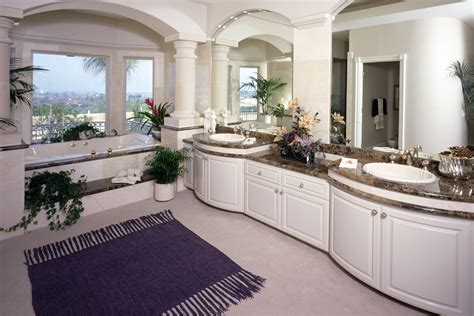 Custom Bathroom Cabinets - Curved Face Sinks Two Level Vessel Sinks