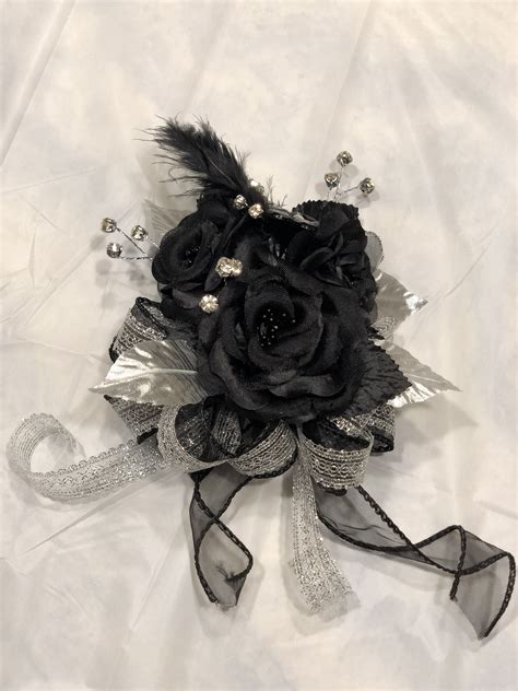 Black And Silver Wrist Corsage - Corsage Prom