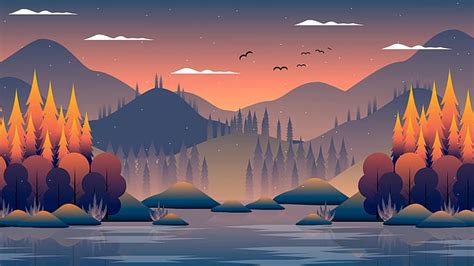 HD wallpaper: minimalism, digital art, trees, forest, mountains, wood ...