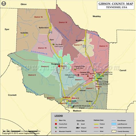 Gibson County Map, TN | Map of Gibson County Tennessee