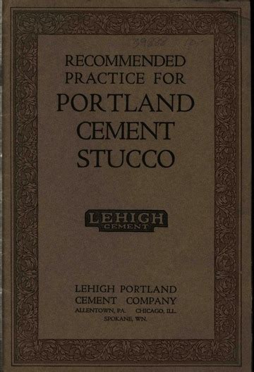 Recommended practice for Portland Cement stucco. : Lehigh Portland ...