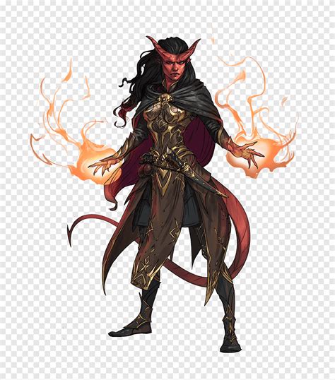 Man standing digital art, Dungeons & Dragons Tiefling Player character ...