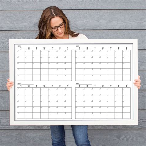 4 Month Minimalist Dry Erase Whiteboard Calendar 36 x | Etsy