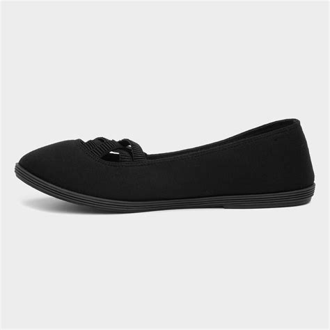 Lilley Womens Black Slip On Canvas Shoe-16028 | Shoe Zone