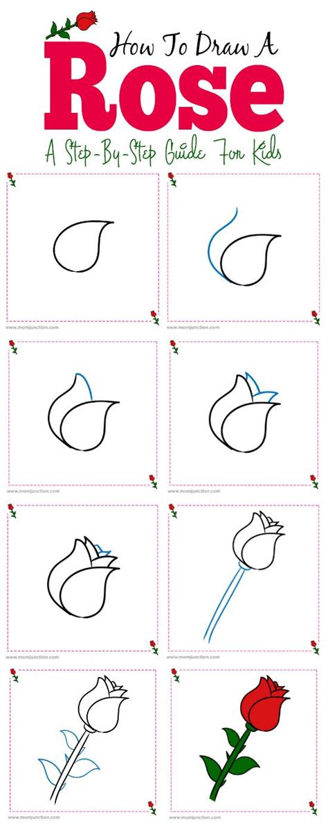 How To Draw A Rose? A Step-By-Step Tutorial For Kids | Easy drawing steps, Easy drawings for ...