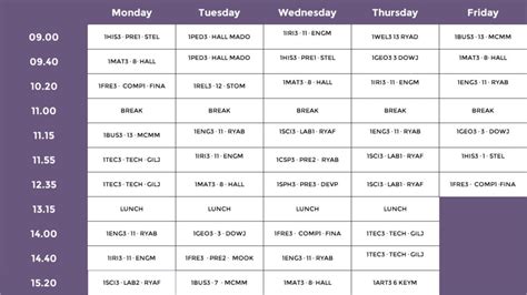 Timetable - Step Up To Secondary School