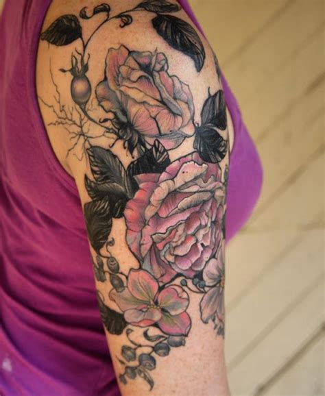 vintage botanical rose flower tattoo by Aubrey Mennella: TattooNOW