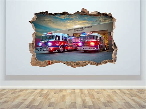 Fire Department Fire Engine Wall Decal Fire Trucks Wall Decor - Etsy