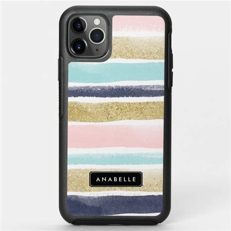 Watercolor and Faux Glitter Stripes Otterbox iPhone Case | Zazzle ...