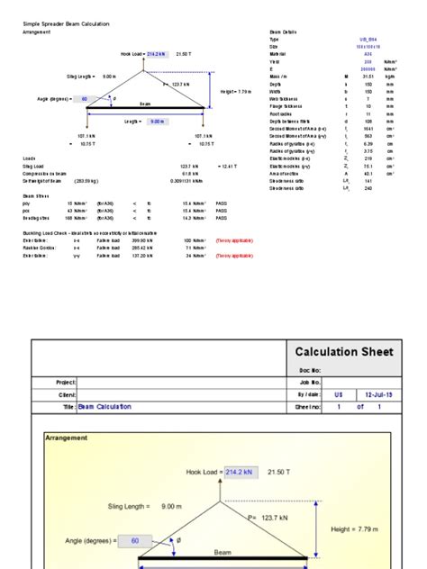 Simple Spreader Beam Calculation | Beam (Structure) | Deformation (Mechanics)