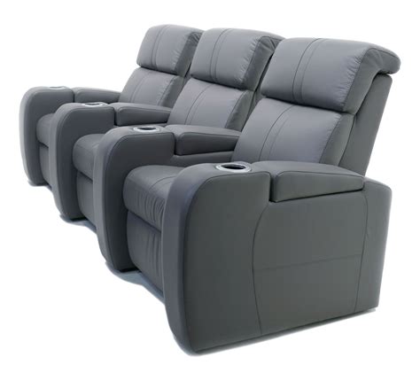 Palliser Flicks Series Storm Grey Leather 3-Seat Straight Home Theater Seating - 41416-3PC ...