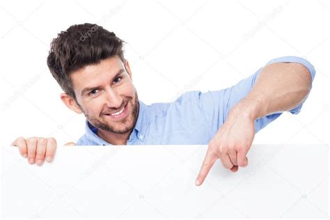 Man pointing at blank poster Royalty Free Stock Photos , #ad, #blank, # ...