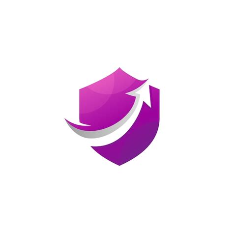 Premium Vector | Shield logo design with arrow combination in purple color gradient