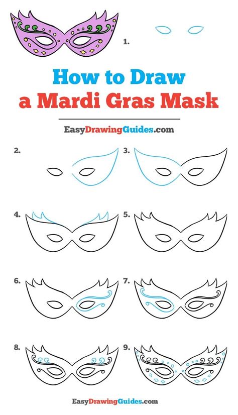 How to Draw a Mardi Gras Mask - Easy Step by Step Drawing Tutorial | Mardi gras mask, Mardi gras ...