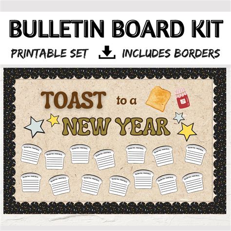 New Year Bulletin Board Idea Printable Bulletin Board Kit Toast to A ...