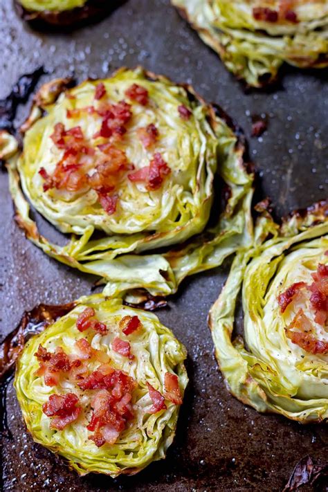 Roasted Cabbage Steaks with Bacon is a simple side dish that is Keto ...