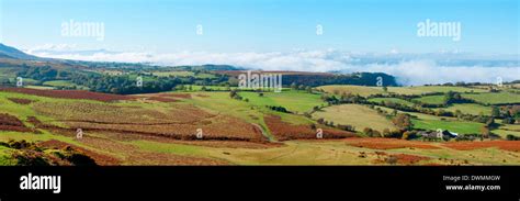 A panoramic landscape view near Hay Bluff, Powys, Wales, United Kingdom ...