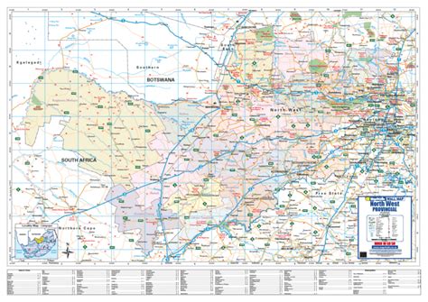 North West Provincial Wall Map - Detailed wall map of North West