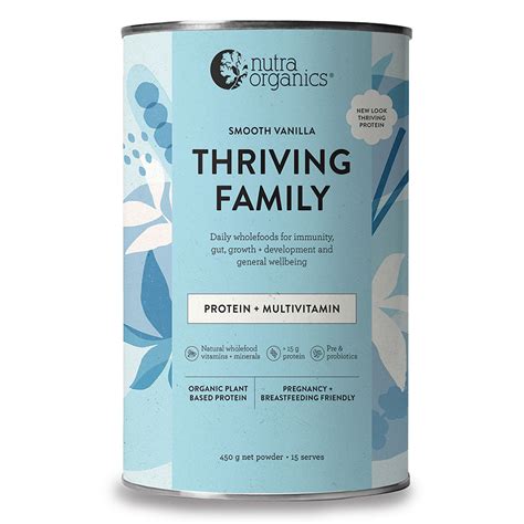 Nutra Organics Thriving Family Smooth Vanilla Protein + Multivitamin 450g - Fitness World Wide