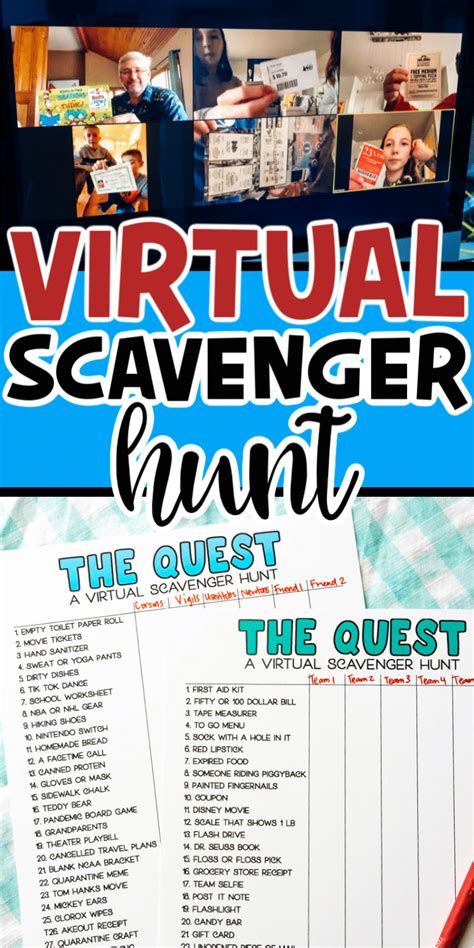 Free Printable Virtual Scavenger Hunt | Scavenger hunt, Virtual families, Team building activities