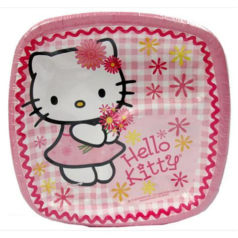 Hello Kitty 'Pink Plaid' Small Paper Pocket Plates (8ct) - Walmart.com ...