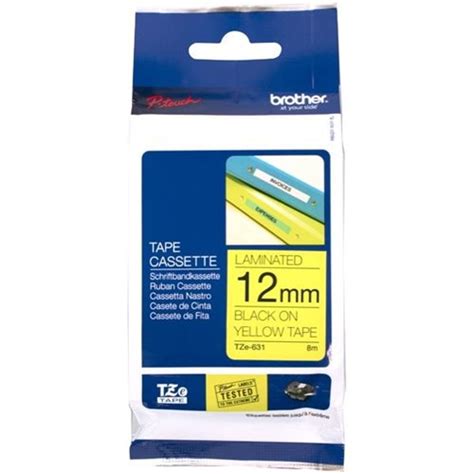 Brother TZe-631 P-Touch Labelling Tape 12mm Black on Yellow | OfficeMax NZ