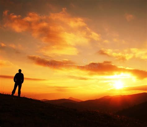 Man silhouette on sunset stock image. Image of heaven - 2206423