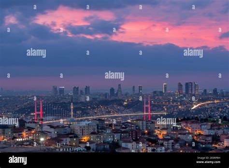 Istanbul Skyline at night in Turkey Stock Photo - Alamy