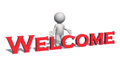 Welcome - 3D Text In Red And 3D People On White Background Stock ...