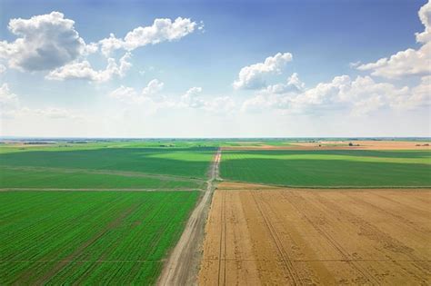 Premium Photo | Aerial view of agricultural fields countryside agricultural landscape aerial view