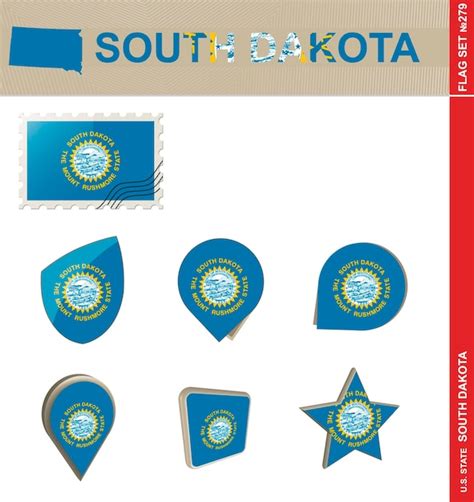 Premium Vector | South dakota flag set us state flag set 279 vector