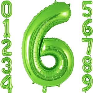 Amazon.com: Green Number 6 Balloon 40 Inch, Big Large Foil Helium Number Balloons, Jumbo Giant ...